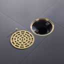 4 1/4 Inch Shower Drain Round Brushed Gold Color, Removable Grille Strainer Screws in Drain Cover, Base with Adjustable Drain Flange Kit PVC, SUS304 Stainless Steel Brass Face