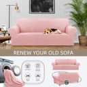 KEKUOU Stretch Sofa Cover Slipcover Couch Covers for 3 Cushion Couch Sofa pet Friendly (78"-94") Furniture Protector Sofa with Elastic Bottom for Kids,Dog, Jacquard Small Checked(Large,Dusty Pink)