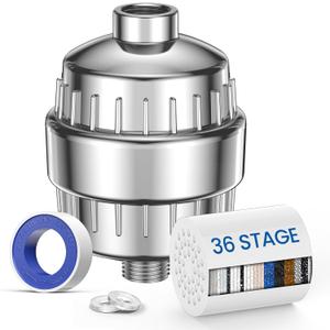 VOXON 36-Stage Shower Filter, 99.99% Removal for Chlorine, Fluoride, Heavy Metals, Shower Head Filter for Hard Water Reduces Dry Itchy Skin Dandruff Eczema Improves Skin Hair (Chrome)