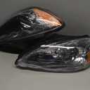 2PCS Headlights Assembly Set For 2000 2001 2002 2003 2004 2005 2007 2007 Ford Taurus SE SEL LX SES Sedan Wagon Replacement Headlamps Black Housing Amber Reflector FO2503169 FO2502169