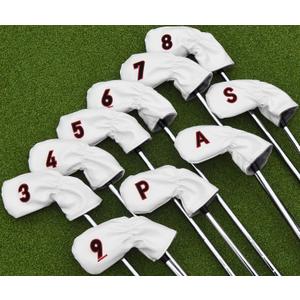 BIG TEETH White 10Pcs Golf Iron Covers Set, Golf Club Iron Head Covers Fit Right and Left Handed Golfer