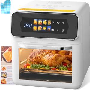 Air Fryer Oven, 8Qt Air Fry 8 Presets, Crispy Top, Bake, Grill Steaks, Bread, Bake Pizzas, French Fries, Reheats, Quick Meals, Digital Timer, Dishwasher Safe, Perfect for Small Contertop