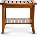 Teak shower bench with Storage Shelf, Shower Stool for Inside Shower, Waterproof Shower Bench Seat, Shower Chair for Inside Shower, Wood Bench, Bathroom Bench (Natural Color)