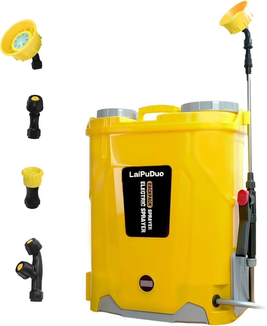 Battery Powered Backpack Sprayer 5.2 Gallon, Compatible with Dewalt 20V, 100 PSI Electric Garden Sprayer with 20V 1.8Ah Battery & 4 Nozzles, for Weeding, Spraying & Cleaning(No Battery)