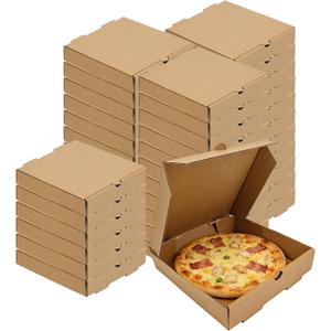 40 Pcs Kraft Mini Pizza Boxes, 7.3"x7.3"x1.6" Small Corrugated Takeout Boxes for Pizza, Cake, Cookies & Party Favors, Eco-Friendly Food Containers (Brown)