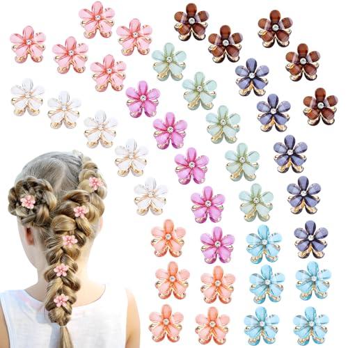 Dizila 40 Pieces 2cm/0.8" Small Mini Crystal Flower Hair Claws Clips Floral Hair Barrettes Hair Accessories for Women Girls Teens Kids Toddlers