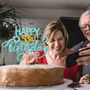 2 x Sky Blue Glitter Happy 53rd Birthday Cake Topper, Fifty Three Years Old Birthday Party Cake Decor, Gold Number 53 Birthday Party Supplies Decorations for Men or Women