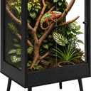 PROLEE 24" x 18" x 36" Tall Reptile Terrarium with Leg Stand, 65 Gallon Vertical Glass Chameleon Cage with Front Opening Doors, Ventilated Mesh Top, Rainforest Habitat for Arboreal Reptiles, Black