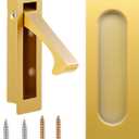 2pcs Gold Pocket Door Handles and Recessed Finger Flush Pulls, Professional Stainless Steel 304 Pocket Door Pull, Edge Flush Pull for Sliding Door, Sliding Doors