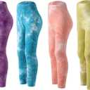 4 Pack Girls Printed Leggings Soft Yoga Pants Kids Tie-Dye Leggings (6-7 Years, Multicolor 6)