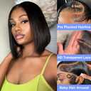 Bob Wig Human Hair 180% Density 13x4 HD Transparent Lace Front Wigs Human Hair Pre Plucked Short Bob Glueless Straight Wigs Human Hair for Women Natural Black 10 Inch