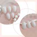 White Press on Nails Short Almond Sparkly Fake Nails False Nails with Glitter Designs Natural Nails Reusable Solid Colour Glossy Glue on Nails Acrylic Nails for Women Girls 24Pcs