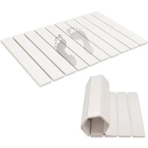 Revid Foldable Stone Bath Mats for Bathroom, 24"(L)16"(W) Diatomaceous Earth Bath Mat, Non-Slip Quick Dry Stone Mat, White