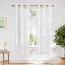 NICETOWN White Sheer Curtains 72 inch Length for Bedroom, Vintage Grommet Linen Blend Semi Sheer Drapes Privacy Window Treatments Light Filtering for Farmhouse, 36" W x 72" L, Set of 2