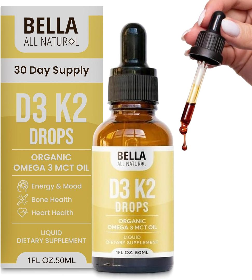 2 x Bella All Natural Vitamin D3 K2 Liquid Drops 5000 IU (Unflavored)