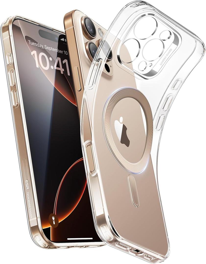 ESR for iPhone 16 Pro Case, Compatible with MagSafe, Camera Protection, Shockproof Thin Cover, Resists Yellowing and Scratches, Magnetic Phone Case for iPhone 16 Pro, Zero Series, Desert Titanium Ring