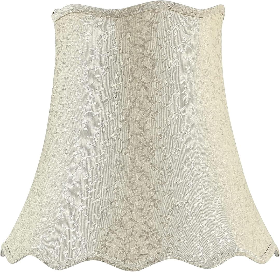 Aspen Creative 30501 Transitional Scallop Bell Shape Spider Construction Lamp Shade in Light Beige, 16" Wide (10" x 16" x 15")