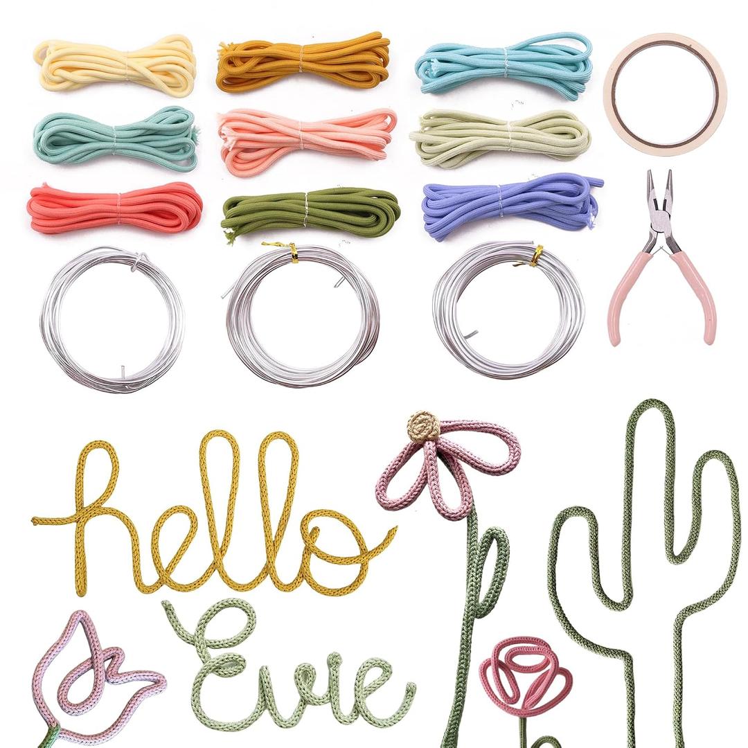BoFUN Adult Teens Craft Kit for Women DIY Letter Flower, Wire Art Craft Set with 18 Templates, Wire, Knit Rope, Wedding Party Favors, Women Birthday, Mother’s Day Gifts, Handmade Home Decor (Love)