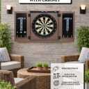 Play Platoon Outdoor Dart Board Cabinet - Dartboard Waterproof Enclosure with Darts Scoreboard, Dart Holder & Dartboards Lighting System for Outside Bar Games & Game Room