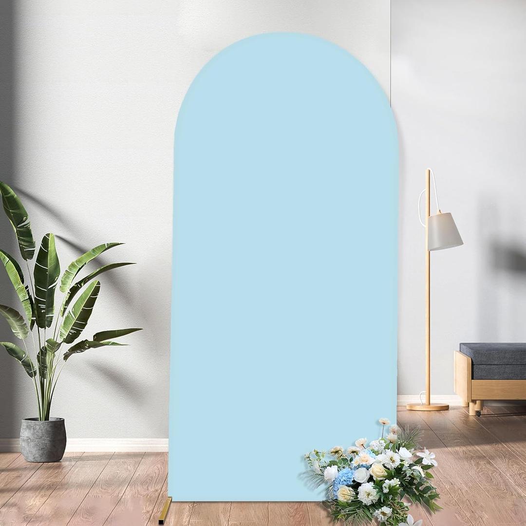 Spandex Fitted Arch Backdrop Cover Chiara Arch Cover Backdrop Fabric,2-Sided Wedding Arch Cover for Wedding Ceremony Birthday Party Baby Shower Banquet Decoration(Blue, 2.6 x 6 ft)