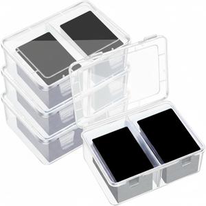 Vicenpal 300 Card Storage Box Compatible with Mtg TCG Clear Plastic Trading Card Storage Box with Removable Divider Hard Trading Deck Case for Baseball Football Game Organizer Collector(4 Pcs)