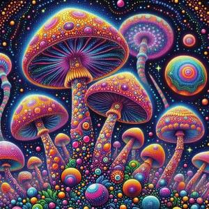 2 x DIYGEMDOT 5D Diamond Art Kits for Adults, Colorful Mushrooms Diamond Painting Sets for Adults Beginners, Full Round Drill Dot DIY Gem Art Crafts Home Wall Decor and Gift - 13.8x13.8 Inches