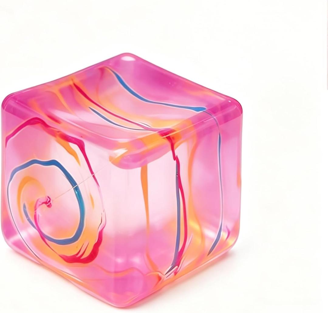 Fidget Toys Squishy Stress Cube, Stress Balls for Kids Adults Squishies Stress Relief, Ice Squishy Cube Sugar Balls, Sensory Toys for Kids with Autism, Fidgets for Classroom Prize Toys (Pink)