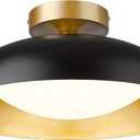 kudos Flush Mount Ceiling Light, 16-inch LED Ceiling Light Fixture, Black and Gold Finish, 24W 2400lm Light Fixtures for Living Room, Kitchen, Bedroom, Hallway, 5CCT Adjustable, KDCL02-BK