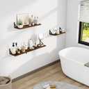 Dreamland Dark Brown Floating Shelves, 24W x 8D Wall Mounted Shelves Set of 2, Wide Display Ledge Shelf with Sturdy Metal Brackets for Living Room, Bathroom, Bedroom and Kitchen