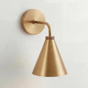 Retro Industrial Metal Cone Sconce Light - Vintage Inspired Modern Brass Wall Sconce with Metal Shade, Wall Mount Lighting for Bedroom, Hallway, Living Room (6“W x 6" L x 11" H Brass)
