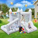 White Bounce House,Indoor Bounce House for Kids 3-6 with Ball Pit & Slide,Inflatable Bouncy Castle for Birthday Party Wedding Backyard Gifts