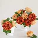 Ling's moment Artificial Flowers Terracotta Silk Austin Roses Orange Silk Roses w/Stem for Fall Wedding Bouquets Centerpieces Party Home Decoration