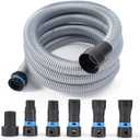 16FT Shop Vac Hose Dust Collection Hose Kit for Home & Shop Vacuum System with Expanded Multi-Brand Power Tool Adapter Set with 6 Sander Vacuum Adapters for 2-1/ 4" Dust Collector Vacuum Connection
