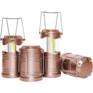Lichamp LED Camping Lantern, 4 Pack Battery Powered Flashlight for Power Outages, Portable Collapsible Hanging Light Essential for Home, Outdoor, Emergency Lamp Survival Kit Gear for Hurricane,B4RG (Rose Gold)