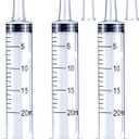 20ml Syringe for Liquid, Oral, Scientific Labs, Measurement, Dispensing, with Cap 3 Pack 20ml Syringes