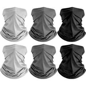 HONGTEYA 6 Pack Neck Gaiter Face Mask: Breathable Windproof Face Cover Balaclava High Elastic Earloop Bandana for Men Women (6pcs Style-4)