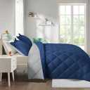 HIG 3pc Navy Twin/Twin XL Comforter Set - All Season Reversible Down Alternative Comforter with Sham - Quilted Duvet Insert with Corner Tabs - Diamond Stitched Blanket - Breathable, Soft, Fluffy