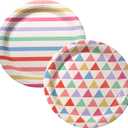 Cheerland Colorful Birthday Party Plates Multicolored Rainbow Party Decoration Supplies Dessert Confetti Paper Plate for Kids Birthday Celebration Baby Shower Decorations Tableware Supplies Pack Of 24