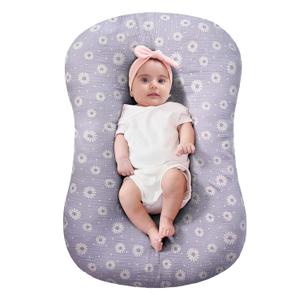 FUNUPUP Muslin Baby Lounger Cover Compatible with Snuggle Me Lounger, Infant Pillow Cover for Newborn, Removable Nest Slipcover for Boys and Girls, Only Cover, Purple Daisy