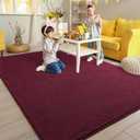 Pettop 5x7 ft Burgundy Red Area Rugs for Bedroom Living Room, Washable Memory Foam Indoor Carpet, Modern Aesthetic Minimalist Non Slip Soft Comfy Carpet for Boys Girls Dorm Home Decor