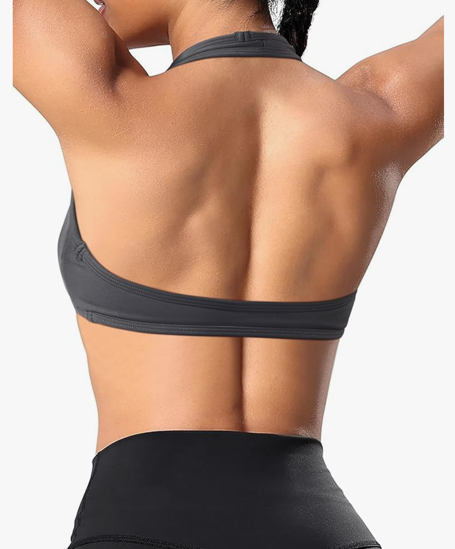 OMKAGI Halter Sports Bras for Women Open Back Workout Bras Padded Yoga Bra Gym Tops
M