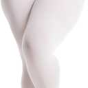 Frola Plus Size Tights for Women Semi Opaque Control Top High Waist Stockings 60 Denier Women's Pantyhose 2X 3X 4X 5X (White)