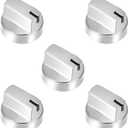 Beolisave 5 Pack WB03X29315 Stove Knob Replacement, Stainless Steel KIP 5U06 191D9233 Cooktop Control Knobs Compatible with Gas Range Burner JGP5030SL1SS JGP5030SLSS JGP5036SL1SS JGP5036SLSS