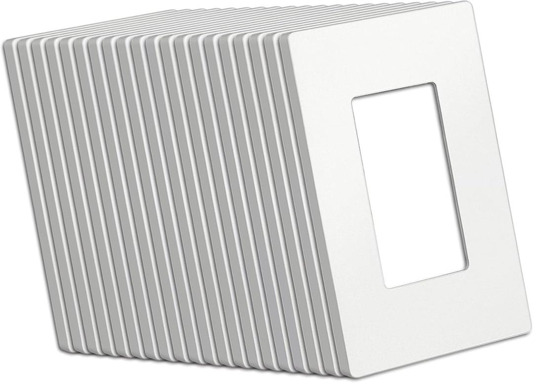 BESTTEN (20 Pack) USWP4 Matte White Series 1-Gang Decorator Screwless Wall Plate, Decor Outlet Cover, H4.69 x W2.91, for Light Switch, Dimmer, USB, GFCI, Receptacle, UL Listed