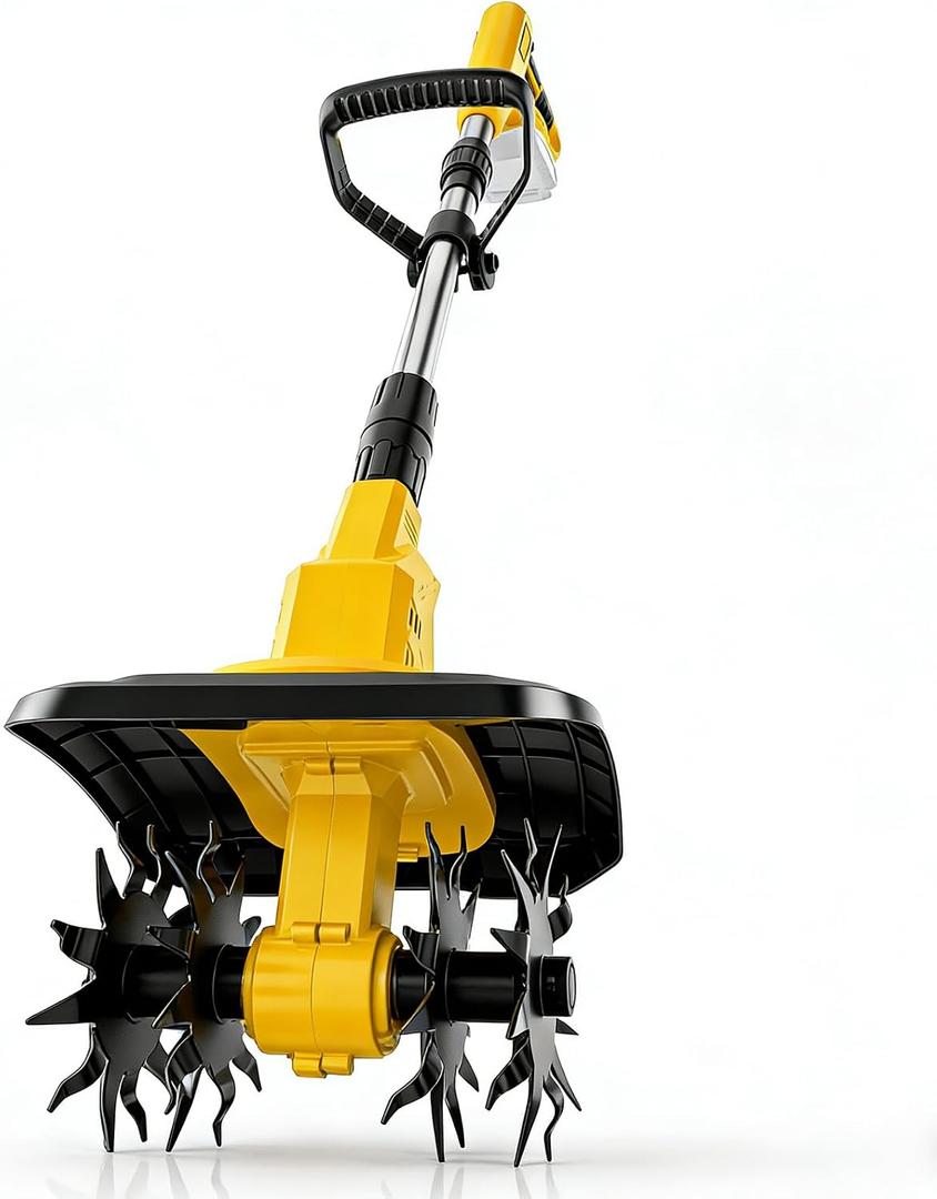 Cordless Tiller Cultivator, Compatible with Dewalt 20V Battery (Tool Only), 360RPM Folding Electric Garden Tiller, 9In Width & 6.3In Depth Battery Powered Soil Tiller for Lawn/Gardening