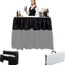 Vercraft Portable Bar Top Riser Tables Folding Bar Riser Mobile Table Foldable Portable Risers with Skirt for Events Wedding Banquet Home Party Picnics (Table Not Included)(Black Skirt,4 ft,White)