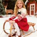 Funnycokid Little Girls Christmas Dress Xmas Knitted Sweater Dress Long Sleeve, 4-5T, A1 Christmas Cat