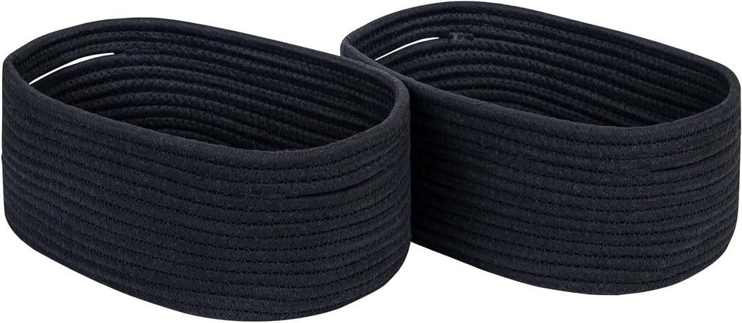 CubesLand Cute Black Basket Bins,Small Woven Storage Baskets for Shelf,Baby Nursery Basket Bin,Cube Organizer Basket Bin,Soft Toys Storage Basket,Home Decor Organization Bins 12 x 8 x 5 inches