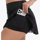 Women's Half Pleated Tennis Skirt with Built in Shorts Mini Flowy High Waist Athletic Skort with Zipper Pockets XXL
