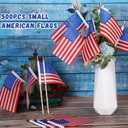 9 Pcs Small American Flags on Stick 4 x 6 Inch Mini American Handheld USA Flags Polyester 4th of July Decorations with Safety Golden Spear Tops for Memorial Day Independence Day Decorations